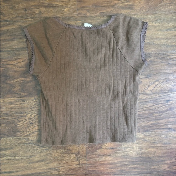 Urban Outfitters Brown Eyelet Crop Top - Picture 3 of 3